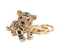 BORDSTRACT Portachiavi Tigre, con Chiusura Glitter Strass Portachiavi Borsa Charm Car Charm Decor per Tote Purse Wallet(Champagne)