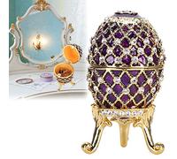 BORDSTRACT Scatola portagioie Vintage Smaltata a Forma di Uovo di Pasqua, portagioie Porta Anelli da Collezione, scatole di Figurine per la Decorazione della scrivania