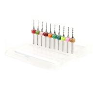 BORDSTRACT Set di 10 punte da trapano per PCB, carburo per flauto a spirale 0,6mm-1,5mm per circuiti stampati in pietra per gioielli con incisione CNC