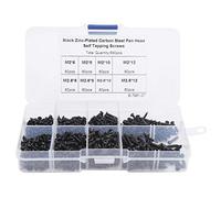 BORDSTRACT Set di Viti Autofilettanti a Testa Cilindrica da 640 Pezzi, Kit di Assortimento di Elementi di Fissaggio in Acciaio al Carbonio con Croci Nere Per Vari Progetti di Riparazione