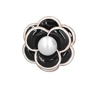 BORDSTRACT Spilla a Forma di Camelia, Spilla di Perle a Fiore per Camicie da Donna Abiti Cardigan Abbigliamento Accessori per la Decorazione(Nero)