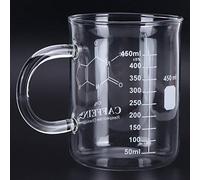 BORDSTRACT Tazza Becher In Vetro, 450ml/16oz Tazza Becher In Vetro Borosilicato con Manico, Tazza Da Caffè con Scala, Regalo per Gli Amanti Della Biologia e Della Chimica