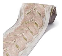 Bordura ricamata a onde con rosette color pesca di Fabric Mart Direct al metro, passamaneria ricamata a zig-zag per tende, pizzo di lusso per tappezzeria, tovaglia, 127 mm, passamaneria per tendaggi