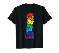 BoredKoalas LGBT Maglietta Gay Pride Animal Rainbow Cat Stack S, Unisex, Uomo e Donna