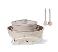 BOREINE Set di Pentole e Padelle 7 Pezzi, Batteria Pentole Antiaderente | Senza PFOA e PTFE, Manico Removibile, Compatibile Induzione, Gas, Forno e Tutti i Piani Cottura, Marrone