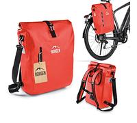 Borgen Borsa da bicicletta per portapacchi 3 in 1 zaino da bicicletta I borsa a tracolla - combi bici - 100% impermeabile e riflettente con borsa portatile rimovibile (rosso, 25L)