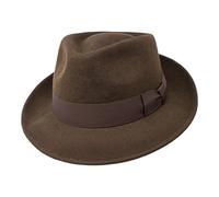 Borges & Scott B&S Premium Doyle- Cappello a Goccia Fedora-100% Feltro di Lana- Ripiegabile in Viaggio- Impermeabile- Marrone Scuro 60cm