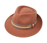 Borges & Scott B&S Premium Doyle- Cappello a Goccia Fedora-100% Feltro di Lana- Ripiegabile in Viaggio- Impermeabile - 58cm Ambra