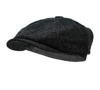 Borges & Scott Berretto Newsboy Lomond - 100% Lana Tweed Harris Tessuta a Mano - Resistente all'Acqua - Mezzanotte 54cm