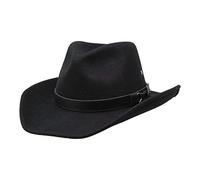 Borges & Scott Forester - Cappello di Feltro di Lana in Stile Occidentale - Resistente all'Acqua - Tesa con Filo Rigido - Nero 56cm (Piccolo)