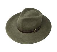 Borges & Scott Premium Lewis- Cappallo a Tesa Grande Fedora-100% Lana Feltro- Resistente all'Acqua- Fascia di Cuoio - Verde Scuro 56cm