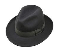 Borges & Scott Swift - Fedora - Leggero - 100% Feltro di Lana - Ripiegabile per Viaggio - Resistente all'Acqua - Tesa floscia - 58cm Grigio Scuro