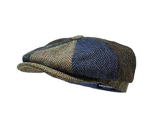 Borges & Scott The Tay - Cappello patchwork Baker Boy - Harris Tweed - 100% lana - Resistente all'acqua, Patchwork., L