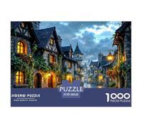 Borgo Europeo Notturno Puzzle 1000 Pezzi Cartoncino Puzzle per Adulti Strada Silenziosa Rilassamento Famiglia Decorazione 38x26cm/1000pcs