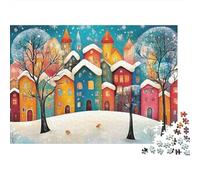 Borgo Fiabesco Case Colorate Puzzle 1000 Pezzi Carta per Adulti Notte Invernale Gioco di Puzzle 1000 Pezzi Relax Casa Decorazione Regalo 38x26cm/1000pcs