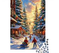 Borgo innevato Gioia invernale Puzzle 1000 Pezzi Puzzle per Adulti Carta Relax Gioco di Puzzle 1000 Pezzi Famiglia Regalo 70x50cm/1000pcs
