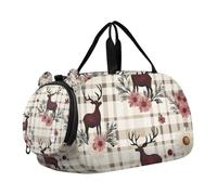 Borgogna Buffalo Plaid Daisy Kids Duffel Bag con scomparto per scarpe Leggero Carry On Borsa da notte per spiaggia Nuoto Pool Sport