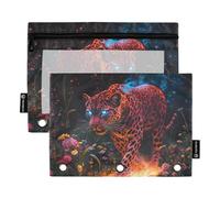 Borgogna Leopard Astuccio portamatite raccoglitore per 3 anelli borsa raccoglitore con tre anelli per studenti casa viaggio carte di stoccaggio contenitore
