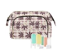 Borgogna Marijuana Buffalo Plaid Daisy Egg Easter Travel Bag Zipper Large Cosmetic Bags Donna Monete Cambia Borsa per le Donne Viaggio, Burgundy Marijuana Buffalo Plaid Daisy Egg Pasqua, 1 size