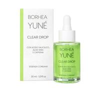 BORHEA YUNÈ CLEAR DROPS - Siero Esfoliante Viso con Acido Salicilico BHA e Niacinamide - Purificante per Pori Dilatati e Punti Neri - Essenza Coreana 30ml per Pelle Mista e Impura