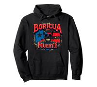 Boricua Hasta La Muerte, Bandiera portoricana con Teschio Felpa con Cappuccio, Unisex per Adulti, Nero, XL