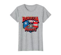 Boricua Hasta La Muerte, Bandiera portoricana con Teschio Maglietta, Donna, Grigio Melange, M