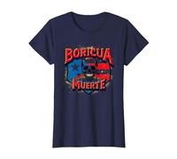 Boricua Hasta La Muerte, Bandiera portoricana con Teschio Maglietta, Donna, Navy, S