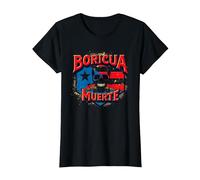 Boricua Hasta La Muerte, Bandiera portoricana con Teschio Maglietta, Donna, Nero, XS