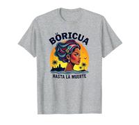 Boricua Hasta La Muerte: Tramonto dell'orgoglio portoricano Maglietta, Uomo, Grigio Melange, 6XL