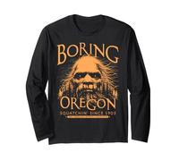 Boring Oregon Bigfoot 1903 Sasquatch Orange Art Maglia a Manica