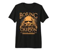Boring Oregon Bigfoot 1903 Sasquatch Orange Art Maglietta Premium