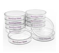 BorinGlass Piastre di Petri in vetro, autoclavabili, da laboratorio, con coperchio trasparente, 60 x 15 mm, confezione da 10