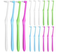 BORISCA 16 spazzolini da denti a cielo, 4 x 4 colori, per adulti, spazzolino da denti morbido, spazzolino da denti di ricambio, parentesi graffe, spazzolino da denti punteggiato, per la pulizia fine