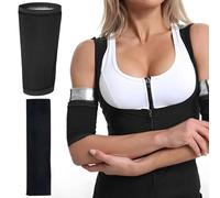 BORISCA 2 Pz Fascia per Sudare Braccia + 1 Fascia per Capelli, Fascia Elastica Braccio Regolabile, Fascia Braccia Dimagrante con Dimagrire Velocemente, Fasce per braccia per Il Fitness (nero, grigio)