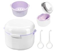 BORISCA Custodia Porta Apparecchio Denti con Cestino Rimovibile, Contenitore per Protesi Ddentarie, Scatole per Protesi Dentali con 2 Strumento per Rimozione Allineatori, Scatola Ortodontica (Bianco)