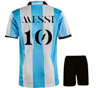 Boriverae LMS10#10 - Maglia da calcio per bambini, in Argentina, per la casa e l'outdoor, con pantaloncini, maglia da calcio per bambini, nuova stagione, taglie da ragazzi, Blu, 128