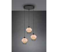 BORKA SOSPENSIONE 3 DIFFUSORI IN RATTAN COLORE NATURALE D. 41CM 3 LUCI ATTACCO E27