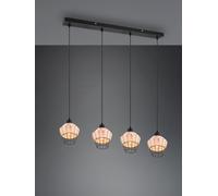BORKA SOSPENSIONE 4 DIFFUSORI IN RATTAN COLORE NATURALE L. 95CM ATTACCO E27