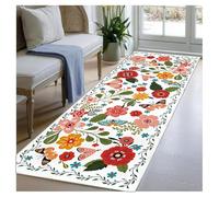 BORKOY Tappeto Corridoio Cucina Multicolore 3 metri Antiscivolo Lavabile, Passatoia Lungo Motivo Fiore Morbido, Tappeto Runner per Ingresso Interno Soggiorno Camera da Letto, Pelo Corto 50x300cm