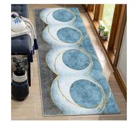 BORKOY Tappeto Corridoio Lungo 2.5 metri, Blu e Grigio, Tappeto Cucina Antiscivolo Lavabile, Passatoia Moderna, Morbida, Personalizzabile, per Corridoio, Cucina, Lavanderia, Ingresso,90x250cm