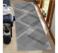 BORKOY Tappeto Corridoio Lungo 4 metri Tappeto Passatoia Cucina Antiscivolo Lavabile Moderno Grigio Tappeti Runner Ingresso Interno per Lavanderia Camera da Letto Casa Corridoio Soggiorno 40x400cm