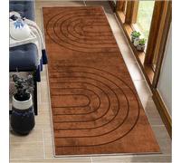 BORKOY Tappeto Cucina Antiscivolo Lavabile Lungo 1.5 metri, Tappeto Passatoia Corridoio Moderno in Marrone, Tappeti Runner per Cucina Bagno Soggiorno Camera da Letto Ingresso Interno,90x150cm