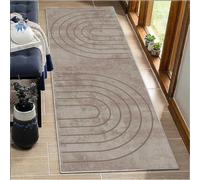 BORKOY Tappeto Cucina Antiscivolo Lavabile Lungo 2 metri, Tappeto Passatoia Corridoio Moderno in Grigio Chiaro, Tappeti Runner per Cucina Bagno Soggiorno Camera da Letto Ingresso Interno,70x200cm