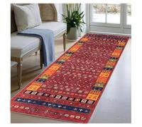 BORKOY Tappeto Cucina Vintage Rosso 1.5 metri Passatoia Corridoio Antiscivolo Lavabile in Lavatrice Tappeti Runner per Ingresso Interno Zona Pranzo Soggiorno Camera Stile Retrò 60x150cm