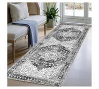 BORKOY Tappeto Passatoia Extra Lungo 1.5 metri Grigio Vintage Tappeti Cucina Antiscivolo Lavabile Corridoio Moderno per Soggiorno Camera da Letto Ambienti Casa Ufficio e Scale Ingresso 100x150cm
