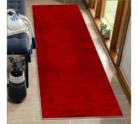 BORKOY Tappeto Passatoia Lungo per Cucina e Corridoio 3 metri Rosso Tinta Unita Antiscivolo - Lavabile e Morbido per Soggiorno, Camera, Bagno, Ingresso - Design Lineare e Pratico60x300cm