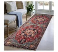BORKOY Tappeto Runner Vintage Rosso Corridoio Extra Lungo 1.5 metri Passatoia Cucina Antiscivolo Lavabile in Lavatrice Tappeti per Ingresso Lavanderia Soggiorno Camera da Letto Design Retrò 50x150cm