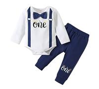 Borlai Vestiti Bimbo 1 Anno Compleanno Costume Gentleman manica corta con papillon pazzonno bretelle di pantaloni cinguetti set