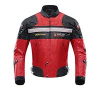 BORLENI Giacca da Moto Uomo Tutte le Stagioni Giubbotto Motociclista con Protezioni CE Gilet Termico Removibile Antivento per Donna Rosso XL