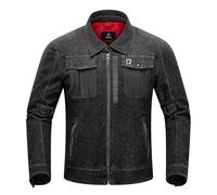 BORLENI Giacca Moto Uomo Denim con Protezioni CE Rimovibile Giacca da Motociclista Antivento per Primavera Autunno Nero M